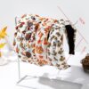 Wholesale Fabric Thanksgiving-themed headband with maple leaf, turkey, pumpkin, and mushroom prints - a stylish holiday hair accessory set (4 pieces).