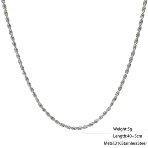 Steel Color / 2mm Twist Necklace