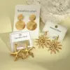 Wholesale PVD Coated Real Gold Plated 18K Gold Round Sun Starfish 304 Stainless Steel Casual Elegant Vintage Style Waterproof Non Tarnish Earrings