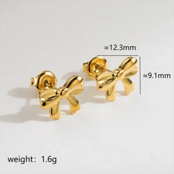 1 Pair Cute Simple Style Classic Style Bow Knot Plating 304 Stainless Steel 14K Gold Plated Stainless Steel Earrings