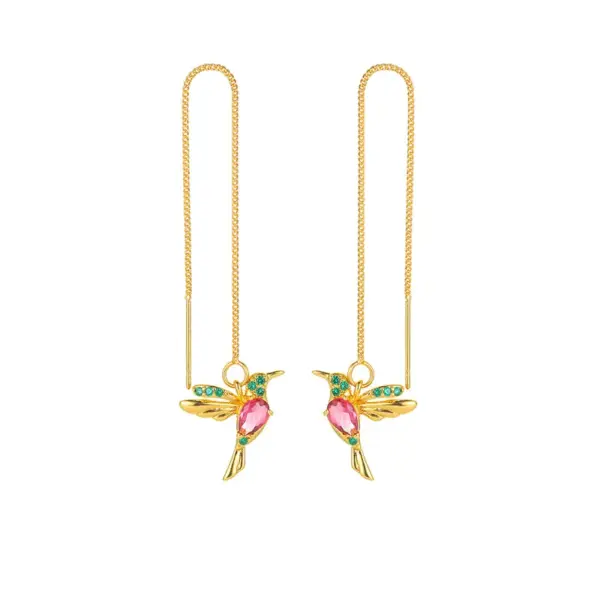 1 Pair Cute Animal Hummingbird Bird Copper Earrings