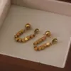 304 Stainless Steel Plastic Solid Color Ion Plating (IP) 18K Gold Plated Elegant Simple Style Waterproof Non Tarnish Beaded Plating Gold Earrings