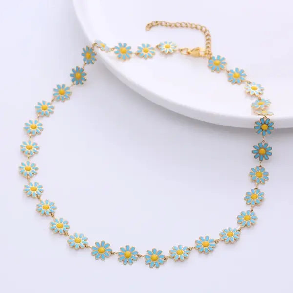 Wholesale PVD Coated Flower 304 Stainless Steel Fashion Waterproof Non Tarnish 304 Stainless Steel Necklace