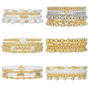 Wholesale European and American Cross-border Jewelry Niche Design Sense Cross Bracelet suit Sweet Cool Beaded Shell Pearl Bracelet