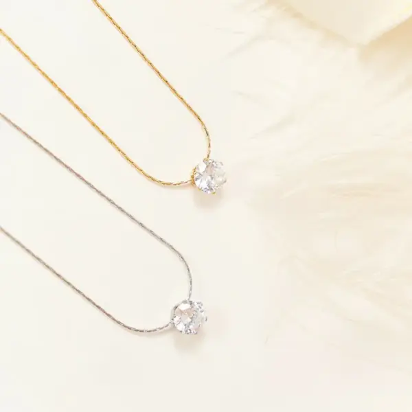 Wholesale Sweet Geometric Titanium Steel Plating Inlay Zircon Pendant Necklace
