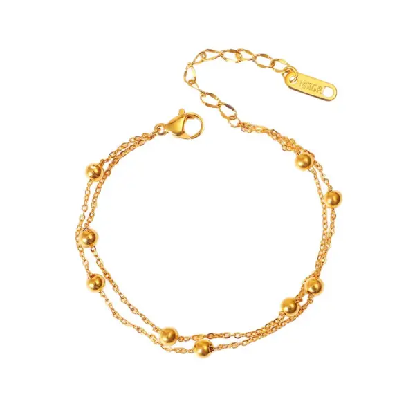 Wholesale PVD Coated Real Gold Plated 18K Gold Solid Color 304 Stainless Steel Vacation Simple Style Waterproof Non Tarnish Bracelets Anklet