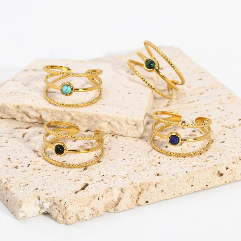 Wholesale PVD Coated Real Gold Plated 18K Gold Solid Color 304 Stainless Steel Simple Style Commute Waterproof Non Tarnish Open Ring
