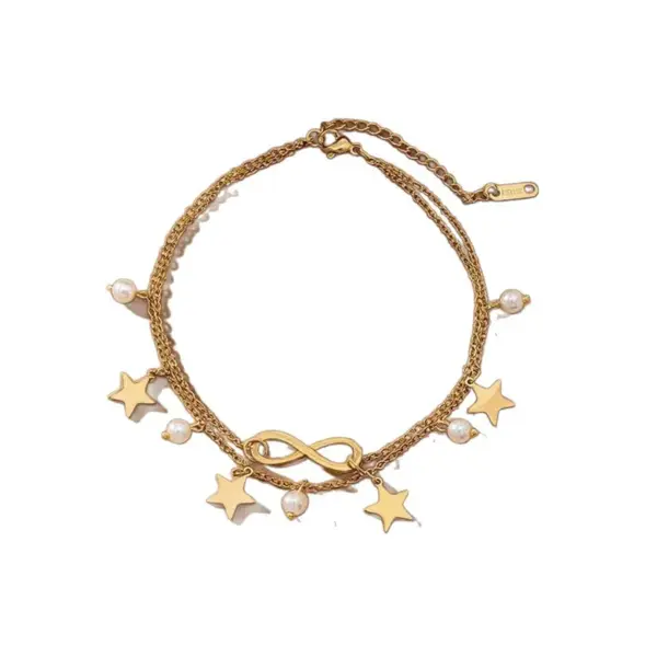 Wholesale Bohemian Fashion Personality Women's Foot Jewelry Straight Supply Stainless Steel Plated 18K Gold Non-fading Ankle Bracelet