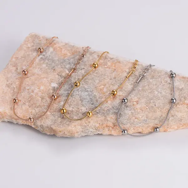 Wholesale PVD Coated 18K Gold Plated Rose Gold Plated Ball Stainless Steel Elegant Luxurious Waterproof Non Tarnish 304 Stainless Steel Bracelets