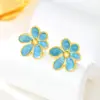 Wholesale Real Gold Plated Flower 304 Stainless Steel Glam Romantic Waterproof Non Tarnish Ear Studs