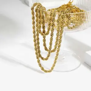 PVD Coated Real Gold Plated 18K Gold Geometric 304 Stainless Steel Hip-Hop Waterproof Non Tarnish 304 Stainless Steel Lobster Trigger Clasp Closure Necklace