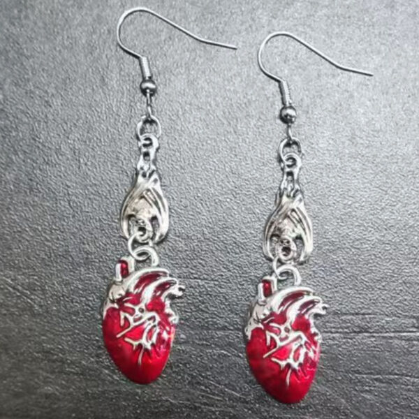 Wholesale European and American Explosions Halloween Earrings Dark Gothic Punk Style Coffin Heart Vampire Cross Earrings for Women