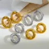 Wholesale Vacuum Electroplating (In Furnace) Plated 18K Real Gold Geometric Oval 304 Stainless Steel Stud Earrings Vintage Novelty Design