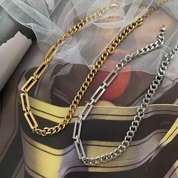 Wholesale Fashion Solid Color Titanium Steel Patchwork Bracelets Necklace 1 Piece