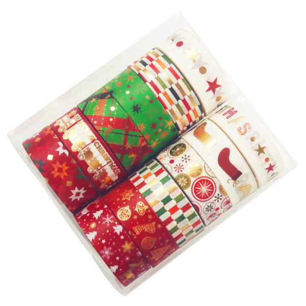 Wholesale DIY Decorative Hand Ledger Tape New Christmas Hot Stamping Washi Tape Hand Tearing