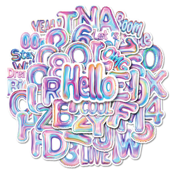 Wholesale New 50 non-repeating balloons English alphanumeric cartoon graffiti stickers guitar skateboard luggage decoration