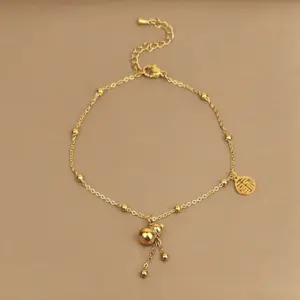 Golden Fu Character Gourd Anklet