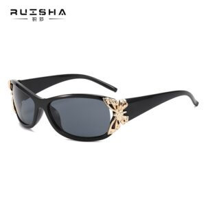 Wholesale 2024 European and American Cross-Border New Butterfly Decorative Sunglasses, Fashionable and Versatile, Personalized Glasses, High-End Sunglasses for Women, Trendy