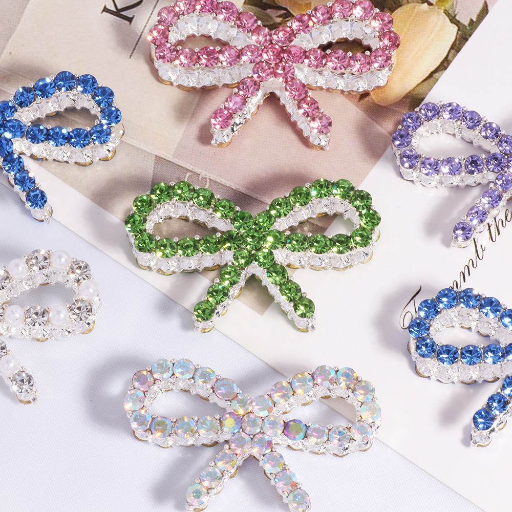 Wholesale Double-sided alloy hollow bow straight hole loose beads beaded DIY mobile phone chain key chain bag chain jewelry aessories