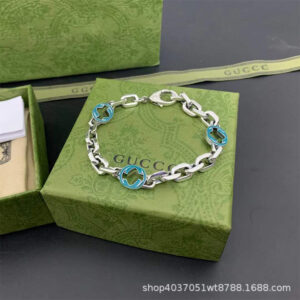 Green enamel double g bracelet