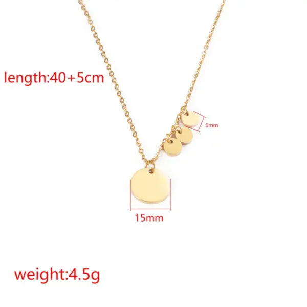 PVD Coated Real Gold Plated Geometric Customization Laser Engraving 304 Stainless Steel Simple Style Waterproof Non Tarnish Multi Charms Necklace
