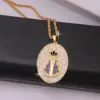 Wholesale 304 Stainless Steel Copper Round Virgin Mary Water Plating Zircon 18K Gold Plated Hip-Hop Punk Plating Inlay Snake Chain Gold Pendant Necklace