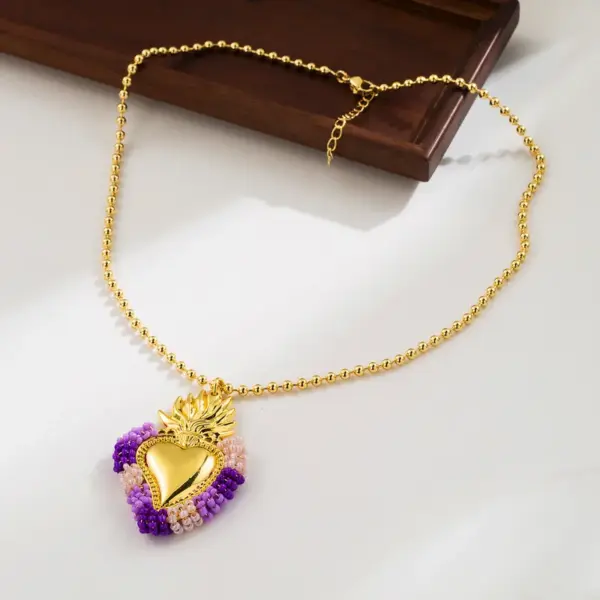Wholesale Fashion Heart Shape Copper Plating 18k Gold Plated Pendant Necklace