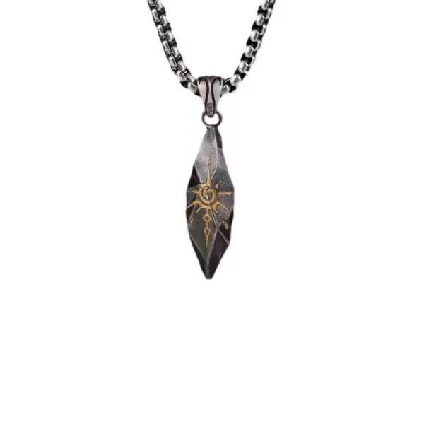 Wholesale Personality Sun Rune Wishing Stone Pendant Retro Personality Meteorite Colorblock Stainless Steel Chain Hip Hop Necklace
