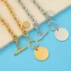Wholesale 304 Stainless Steel Customization Laser Engraving Solid Color PVD Coated 18K Real Gold Plated Simple Style Waterproof Non Tarnish Plating Pendant Necklace