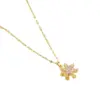 Wholesale Real Gold Plated Snowflake 304 Stainless Steel Elegant Waterproof Non Tarnish Pendant Necklace