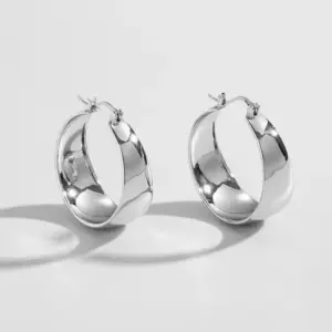 Stamping Arc Earrings 25mm Steel MS-043