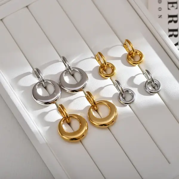 Wholesale PVD Coated Gold Plated Solid Color Stainless Steel Casual Waterproof Non Tarnish Drop Earrings