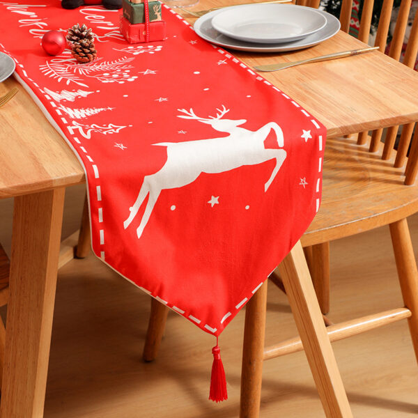 Wholesale Printed tassel table runner, Christmas printed table runner
