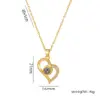 Wholesale PVD Coated Real Gold Plated Heart Shape Stainless Steel Simple Style Korean Style Waterproof Non Tarnish Titanium Steel Pendant Necklace