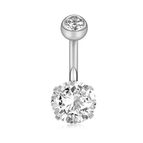 Wholesale Simple Style Heart Shape Stainless Steel Plating Zircon Belly Ring 1 Piece