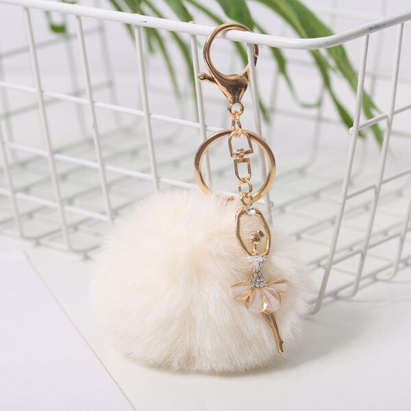 oly-1b51dab942e51c81102d18e1db86363a Wholesale Cute rhinestone angel ballet girl fur ball keychain pendant imitation rex rabbit fur ball bag ornaments