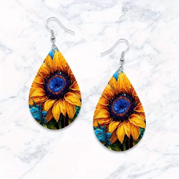 Wholesale Stunning Sunflower Teardrop Earrings