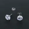 Wholesale Fashion Round Stainless Steel Inlay Zircon Earrings 1 Pair