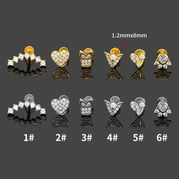 1 Piece Lip Rings Casual Nordic Style Punk Geometric Paw Print Heart Shape 316L Stainless Steel Waterproof Non Tarnish Surgical Steel Zircon Ion Plating (IP) 18K Gold Plated Lip Rings Ear Cartilage Rings & Studs Nose Rings & Studs