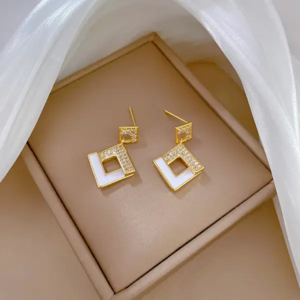 Wholesale Electroplating Golden Plated Geometric Titanium Steel Casual Titanium Steel Earrings Necklace