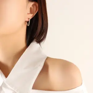 F619-Steel Color Width Triangle Earrings