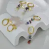 Wholesale 1 Pair Fashion Geometric Plating 304 Stainless Steel Natural Stone 18K Gold Plated Stainless Steel Earrings