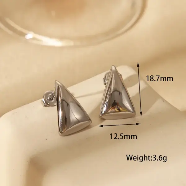 Wholesale 1 Pair IG Style Simple Style Commute Triangle Solid Color 304 Stainless Steel 14K Gold Plated Ear Studs