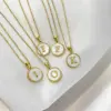 Real Gold Plated Round Letter 304 Stainless Steel Fashion Waterproof Non Tarnish 304 Stainless Steel Pendant Necklace