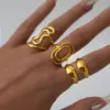 Ion Plating (IP) Real Gold Plated 18K Gold Geometric 304 Stainless Steel Casual Waterproof Non Tarnish Open Rings