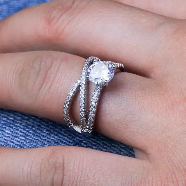 Wholesale New Eight Hearts And Eight Arrows Zircon Diamond Ring Double Winding Copper Ring