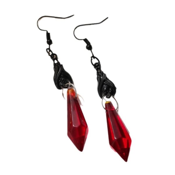 Wholesale European and American retro dark Gothic style red drop-shaped pendant earrings female personality exaggerated blood drop crystal earrings