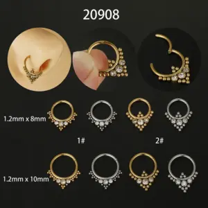 Wholesale 1 Piece 316L Stainless Steel Zircon Nose Rings & Studs Round Waterproof Non Tarnish Surgical Steel Nose Rings & Studs