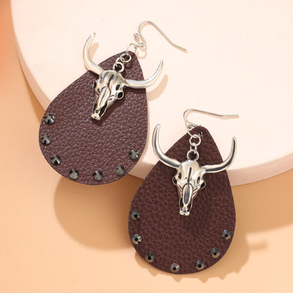 oly-1b850f9c84def34c05a7dd341cafd728 Wholesale North America West Denim Leather Earrings Diamond-encrusted Vintage Ethnic Style Pendant Earrings NiuTau Distinctive Trendy Cool Earrings for Women