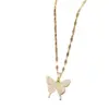 Wholesale PVD Coated Real Gold Plated Butterfly Stainless Steel Fashion Waterproof Non Tarnish Necklace